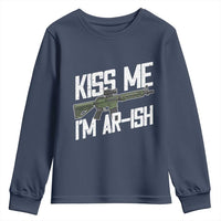 Kiss Me Im ARish Funny St Patricks Day Youth Sweatshirt Tactical Irish Humor for Gun Enthusiasts