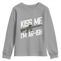 Kiss Me Im ARish Funny St Patricks Day Youth Sweatshirt Tactical Irish Humor for Gun Enthusiasts