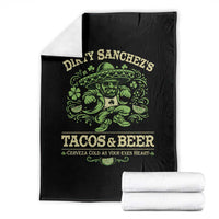 Dirty Sanchezs Tacos and Beer Funny Fiesta Throw Blanket Cerveza Cold as Your Exes Heart Mexican Party Humor