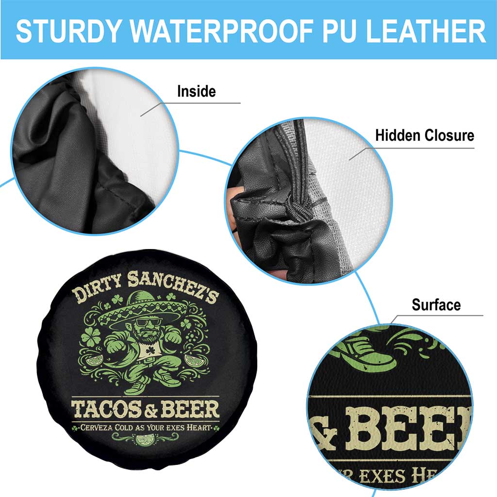 Dirty Sanchezs Tacos and Beer Funny Fiesta Spare Tire Cover Cerveza Cold as Your Exes Heart Mexican Party Humor