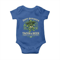 Dirty Sanchezs Tacos and Beer Funny Fiesta Baby Onesie Cerveza Cold as Your Exes Heart Mexican Party Humor