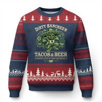 Dirty Sanchezs Tacos and Beer Funny Fiesta Ugly Christmas Sweater Cerveza Cold as Your Exes Heart Mexican Party Humor