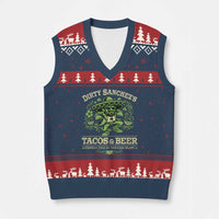 Dirty Sanchezs Tacos and Beer Funny Fiesta V-Neck Knit Sweater Vest Cerveza Cold as Your Exes Heart Mexican Party Humor