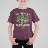 Dirty Sanchezs Tacos and Beer Funny Fiesta T Shirt For Kid Cerveza Cold as Your Exes Heart Mexican Party Humor
