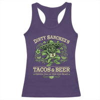 Dirty Sanchezs Tacos and Beer Funny Fiesta Racerback Tank Top Cerveza Cold as Your Exes Heart Mexican Party Humor