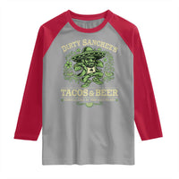 Dirty Sanchezs Tacos and Beer Funny Fiesta Raglan Shirt Cerveza Cold as Your Exes Heart Mexican Party Humor