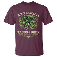 Dirty Sanchezs Tacos and Beer Funny Fiesta T Shirt Cerveza Cold as Your Exes Heart Mexican Party Humor