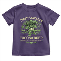Dirty Sanchezs Tacos and Beer Funny Fiesta Toddler T Shirt Cerveza Cold as Your Exes Heart Mexican Party Humor