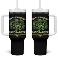 Dirty Sanchezs Tacos and Beer Funny Fiesta Tumbler With Handle Cerveza Cold as Your Exes Heart Mexican Party Humor