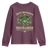 Dirty Sanchezs Tacos and Beer Funny Fiesta Youth Sweatshirt Cerveza Cold as Your Exes Heart Mexican Party Humor