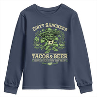 Dirty Sanchezs Tacos and Beer Funny Fiesta Youth Sweatshirt Cerveza Cold as Your Exes Heart Mexican Party Humor
