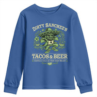 Dirty Sanchezs Tacos and Beer Funny Fiesta Youth Sweatshirt Cerveza Cold as Your Exes Heart Mexican Party Humor