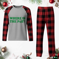 Where Is The Pot Funny St Patricks Day Plaid Pajama Set Lucky Clover Irish Drinking Humor