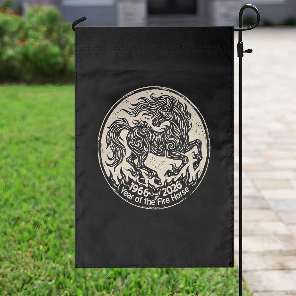 Year of the Fire Horse 1966 2026 Graphic Garden Flag 60 Years Chinese Zodiac Horse Vintage Style