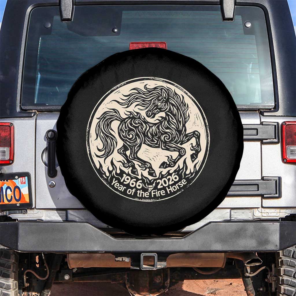 Year of the Fire Horse 1966 2026 Graphic Spare Tire Cover 60 Years Chinese Zodiac Horse Vintage Style