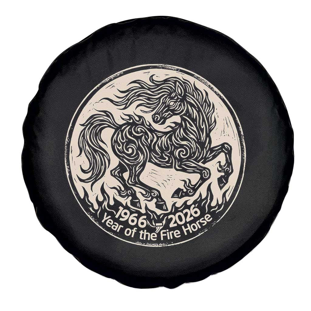 Year of the Fire Horse 1966 2026 Graphic Spare Tire Cover 60 Years Chinese Zodiac Horse Vintage Style
