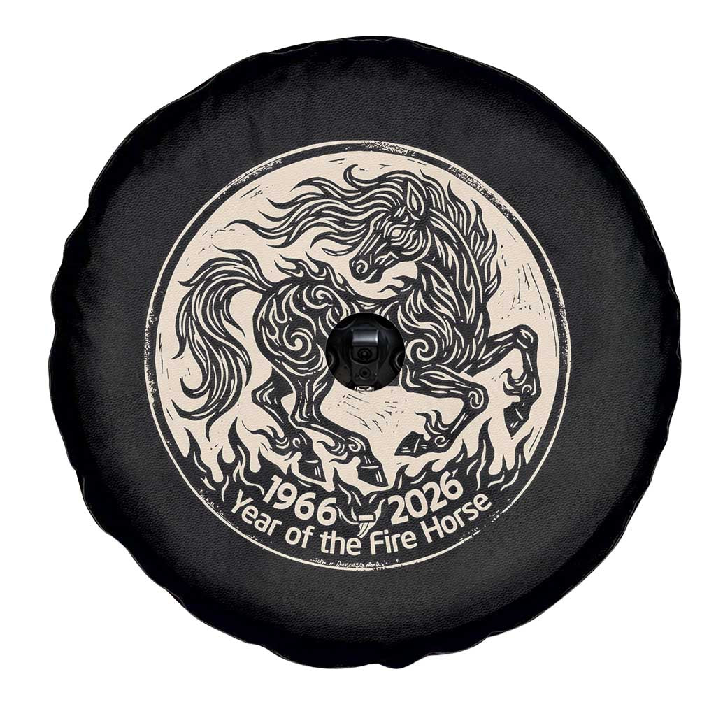 Year of the Fire Horse 1966 2026 Graphic Spare Tire Cover 60 Years Chinese Zodiac Horse Vintage Style