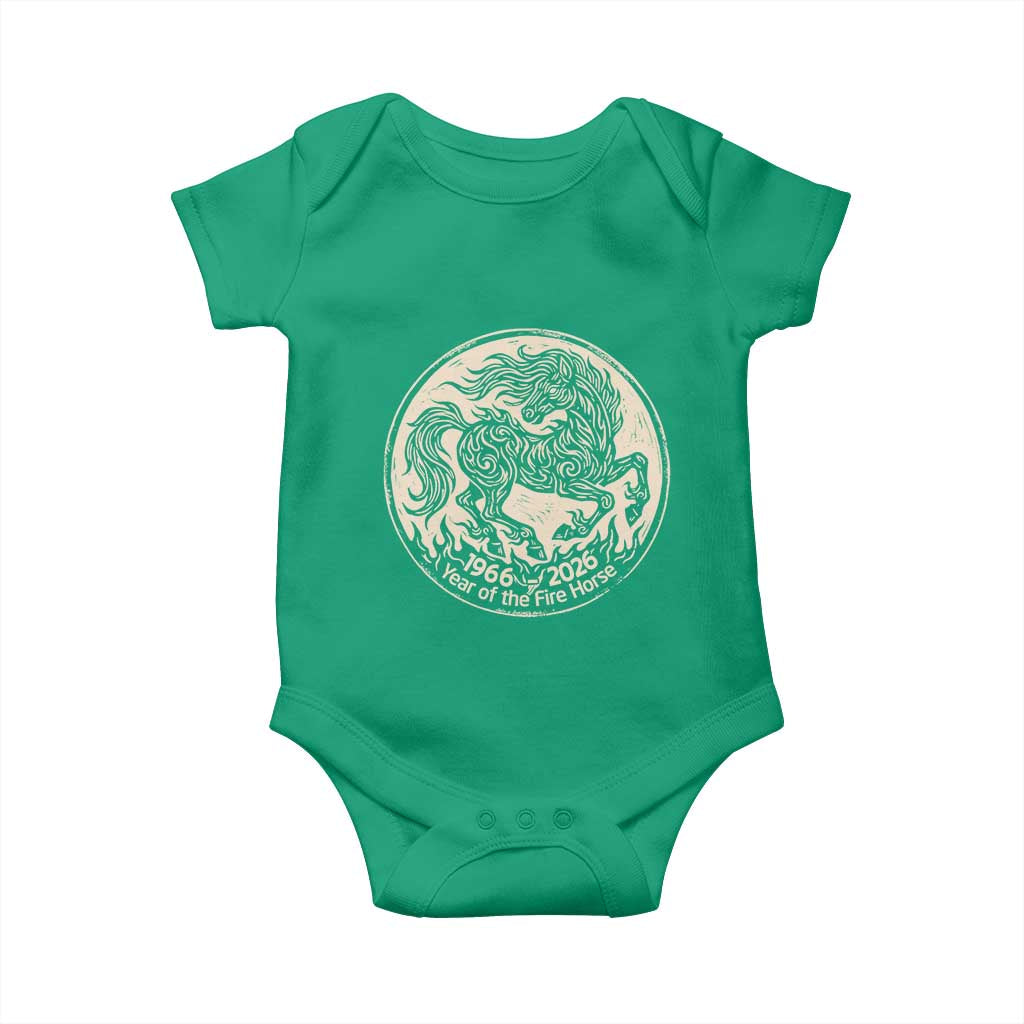 Year of the Fire Horse 1966 2026 Graphic Baby Onesie 60 Years Chinese Zodiac Horse Vintage Style