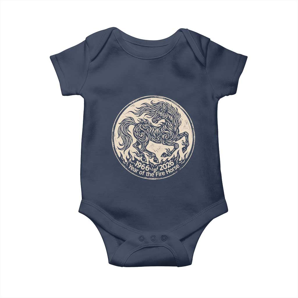 Year of the Fire Horse 1966 2026 Graphic Baby Onesie 60 Years Chinese Zodiac Horse Vintage Style