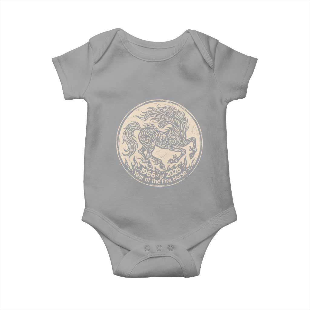 Year of the Fire Horse 1966 2026 Graphic Baby Onesie 60 Years Chinese Zodiac Horse Vintage Style
