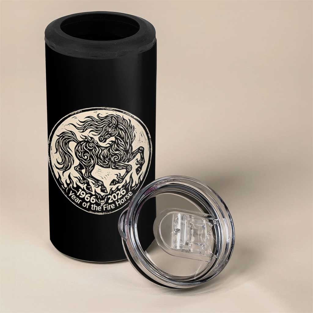Year of the Fire Horse 1966 2026 Graphic 4 in 1 Can Cooler Tumbler 60 Years Chinese Zodiac Horse Vintage Style