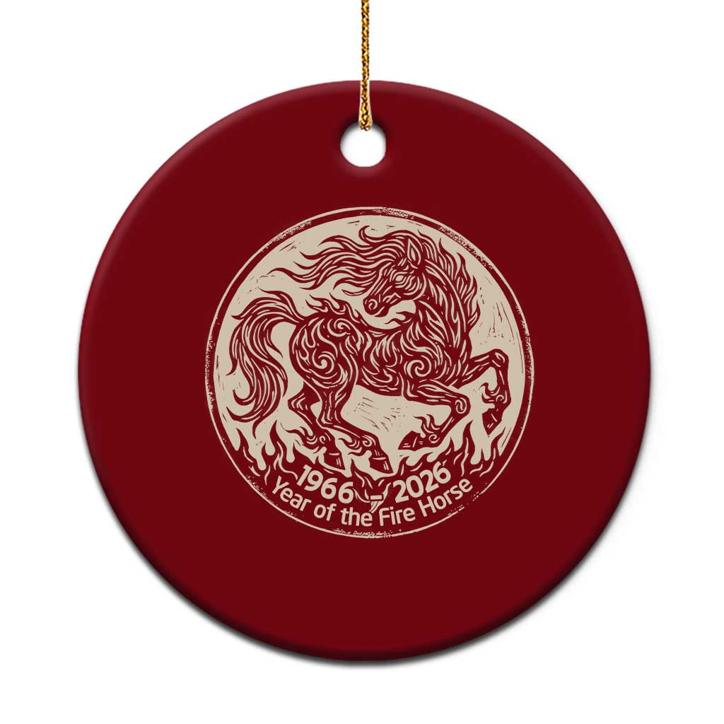 Year of the Fire Horse 1966 2026 Graphic Ceramic Ornament 60 Years Chinese Zodiac Horse Vintage Style