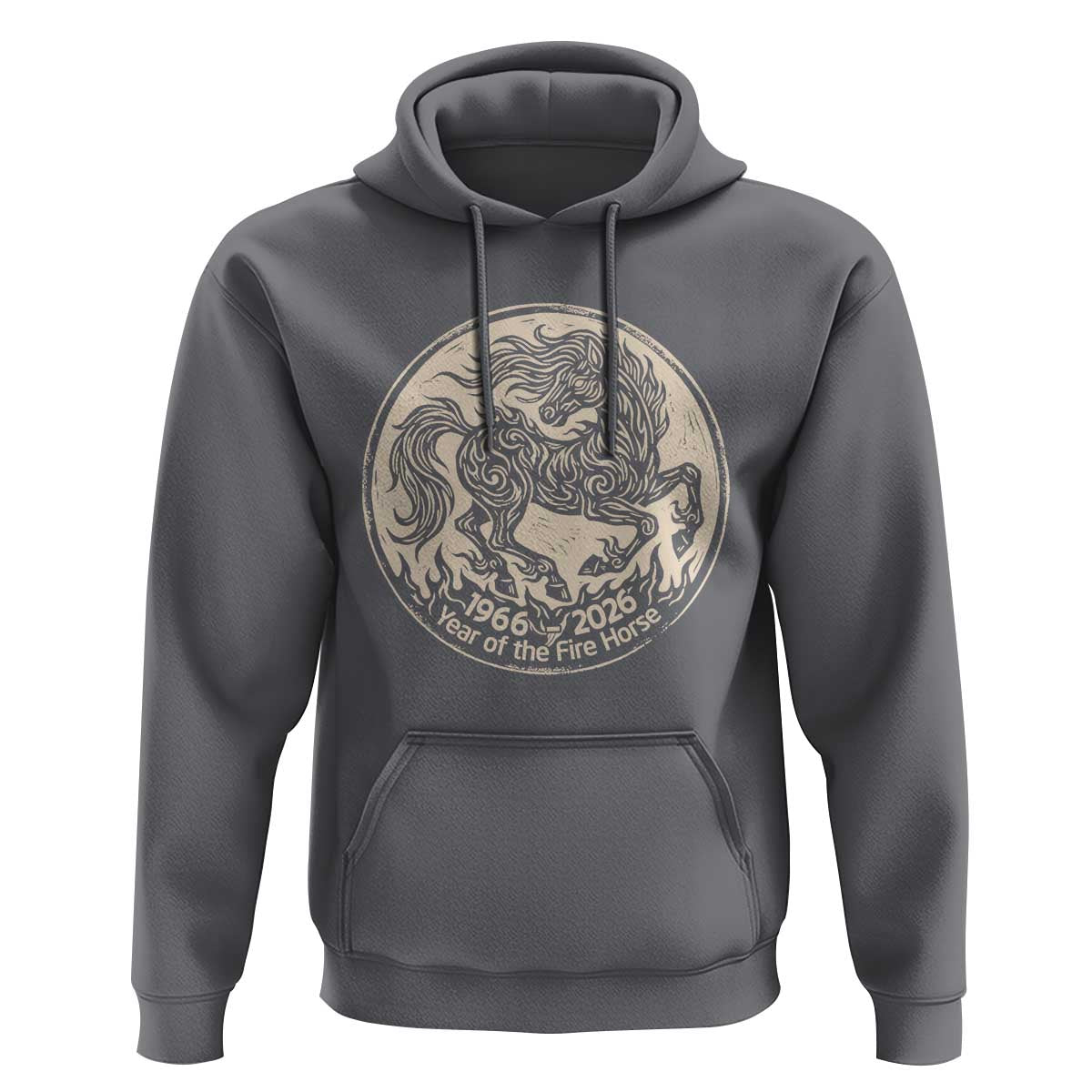 Year of the Fire Horse 1966 2026 Graphic Hoodie 60 Years Chinese Zodiac Horse Vintage Style