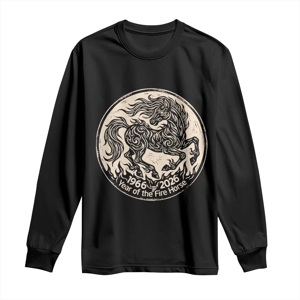 Year of the Fire Horse 1966 2026 Graphic Long Sleeve Shirt 60 Years Chinese Zodiac Horse Vintage Style