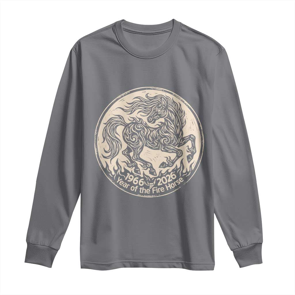 Year of the Fire Horse 1966 2026 Graphic Long Sleeve Shirt 60 Years Chinese Zodiac Horse Vintage Style