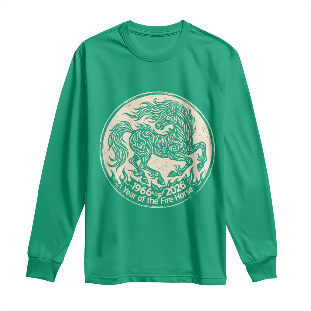 Year of the Fire Horse 1966 2026 Graphic Long Sleeve Shirt 60 Years Chinese Zodiac Horse Vintage Style