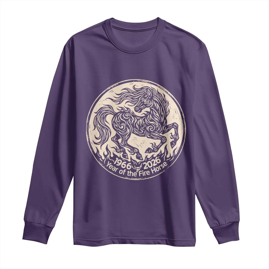 Year of the Fire Horse 1966 2026 Graphic Long Sleeve Shirt 60 Years Chinese Zodiac Horse Vintage Style