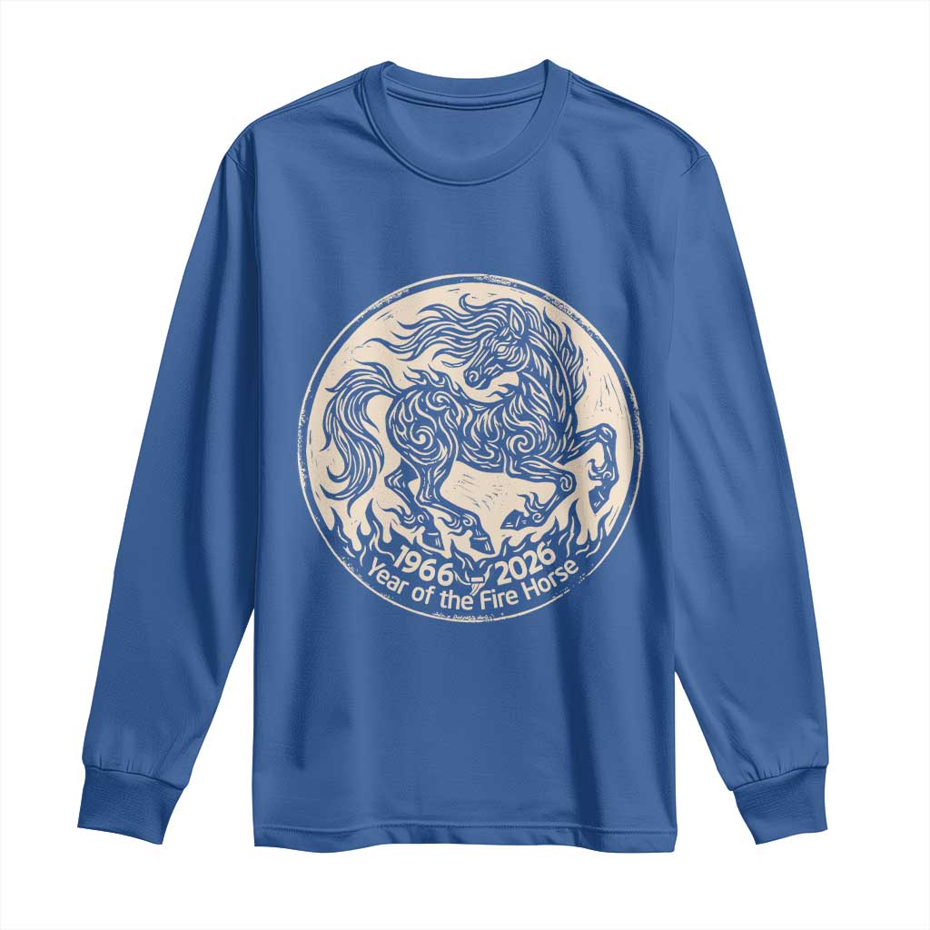 Year of the Fire Horse 1966 2026 Graphic Long Sleeve Shirt 60 Years Chinese Zodiac Horse Vintage Style