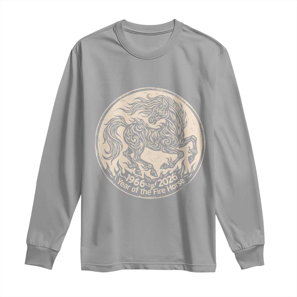 Year of the Fire Horse 1966 2026 Graphic Long Sleeve Shirt 60 Years Chinese Zodiac Horse Vintage Style