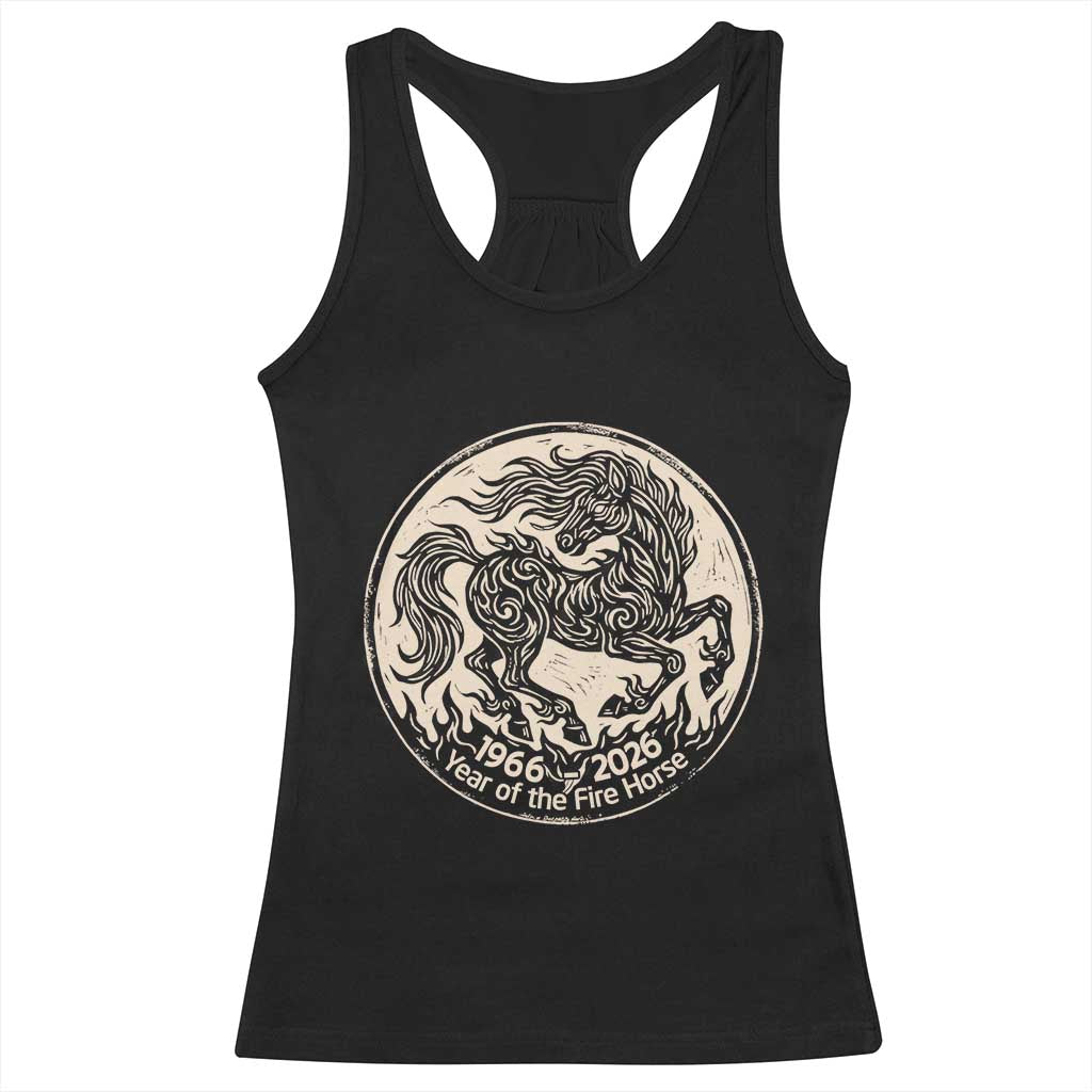 Year of the Fire Horse 1966 2026 Graphic Racerback Tank Top 60 Years Chinese Zodiac Horse Vintage Style