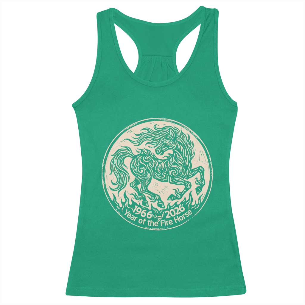 Year of the Fire Horse 1966 2026 Graphic Racerback Tank Top 60 Years Chinese Zodiac Horse Vintage Style