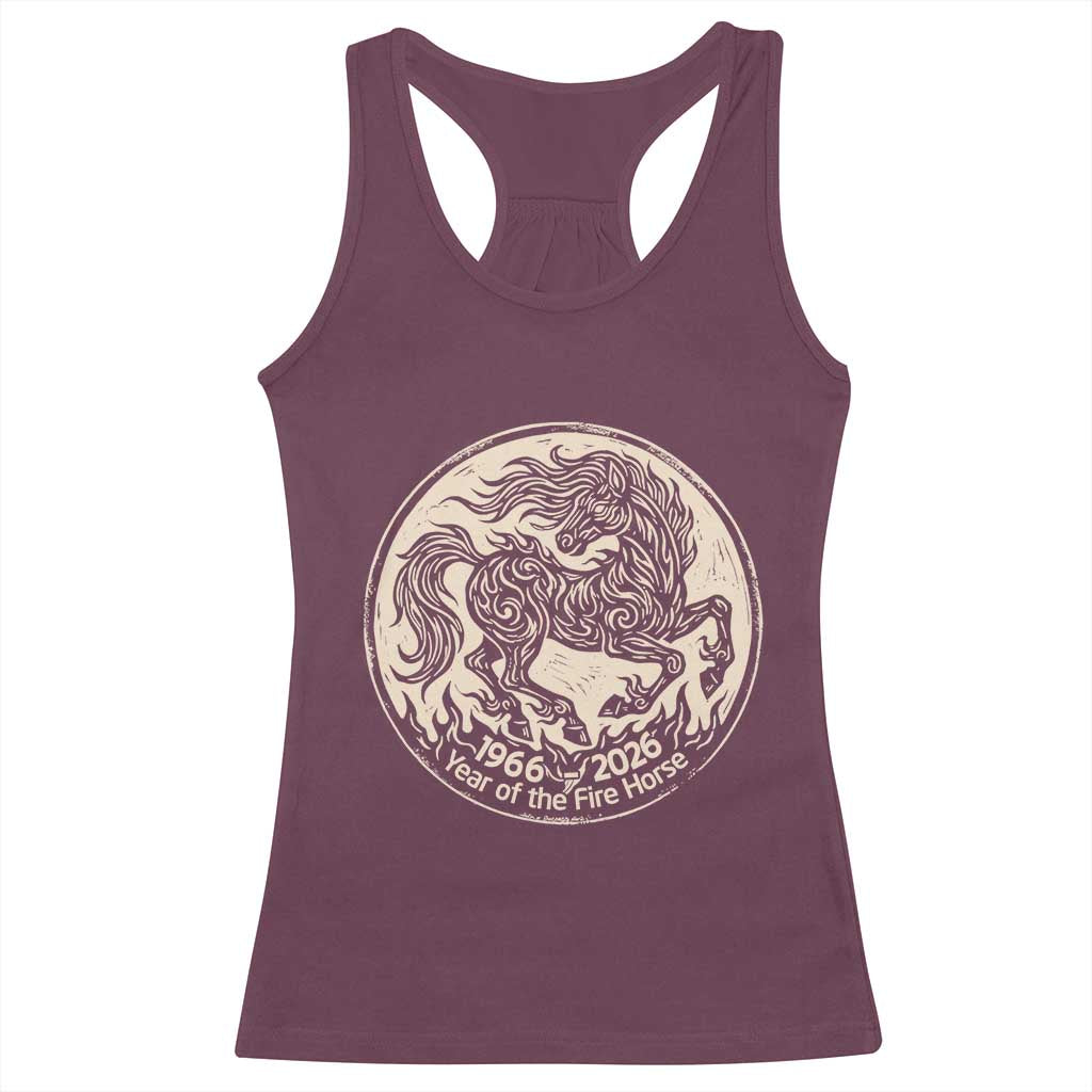 Year of the Fire Horse 1966 2026 Graphic Racerback Tank Top 60 Years Chinese Zodiac Horse Vintage Style