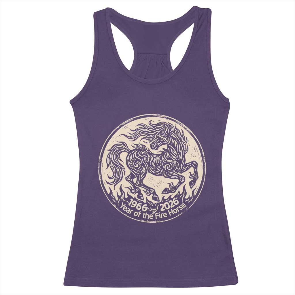 Year of the Fire Horse 1966 2026 Graphic Racerback Tank Top 60 Years Chinese Zodiac Horse Vintage Style