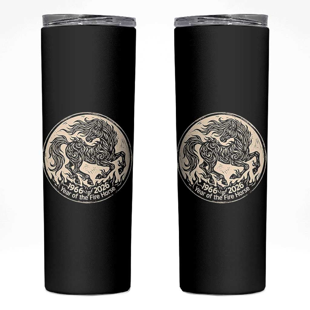 Year of the Fire Horse 1966 2026 Graphic Skinny Tumbler 60 Years Chinese Zodiac Horse Vintage Style