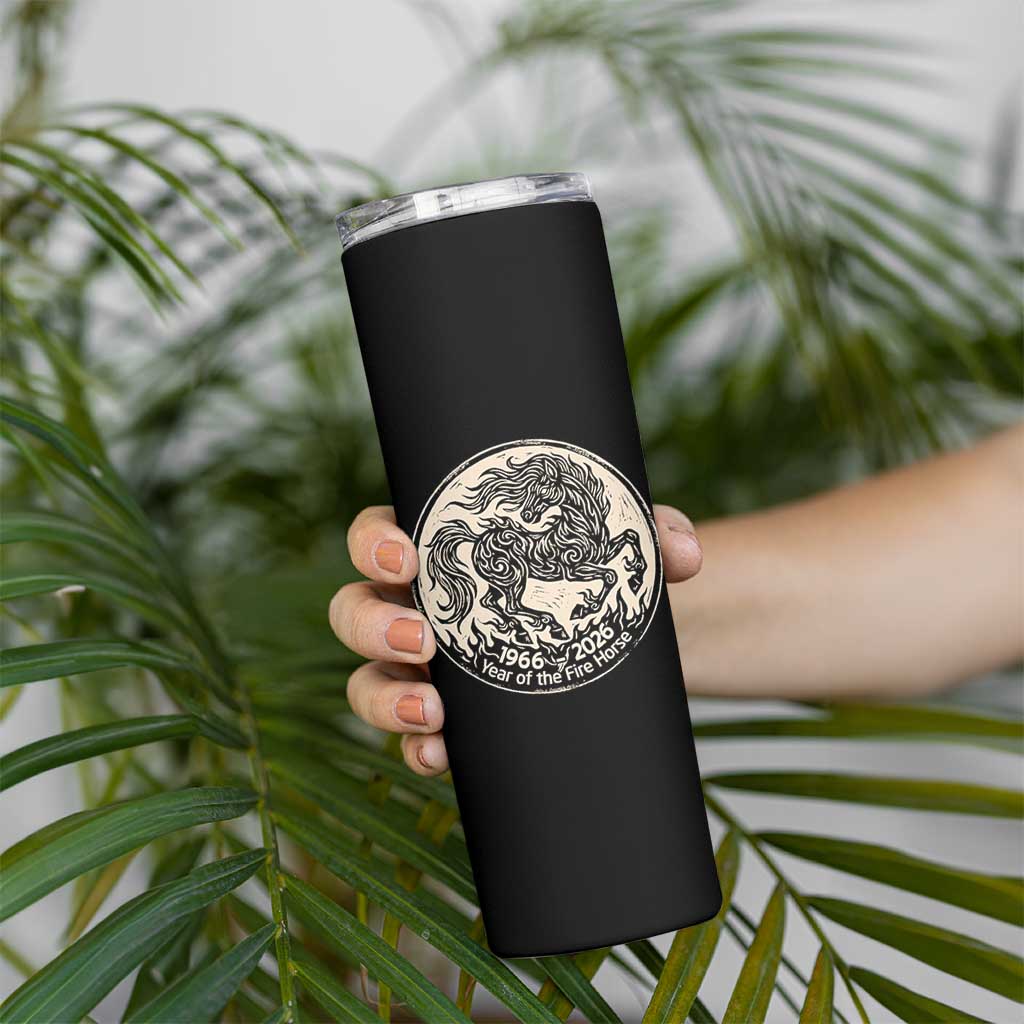 Year of the Fire Horse 1966 2026 Graphic Skinny Tumbler 60 Years Chinese Zodiac Horse Vintage Style