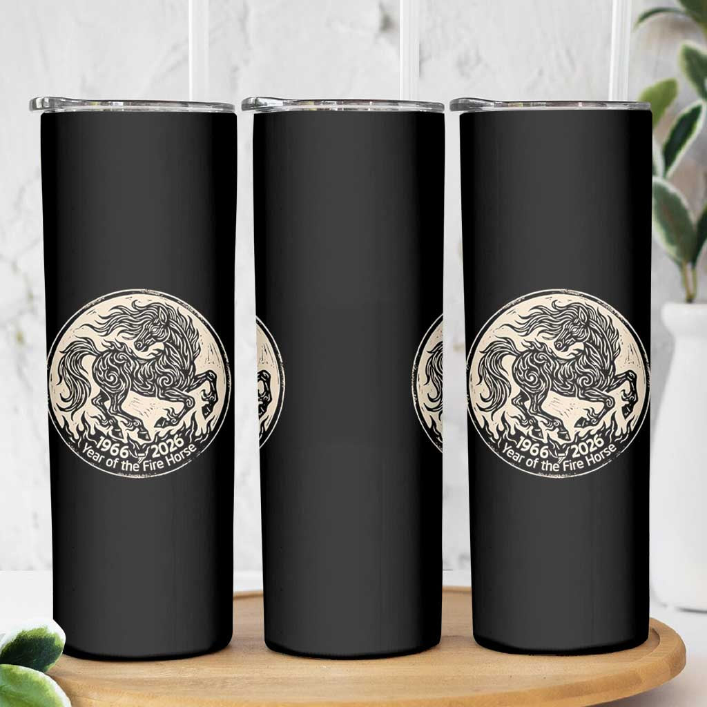 Year of the Fire Horse 1966 2026 Graphic Skinny Tumbler 60 Years Chinese Zodiac Horse Vintage Style