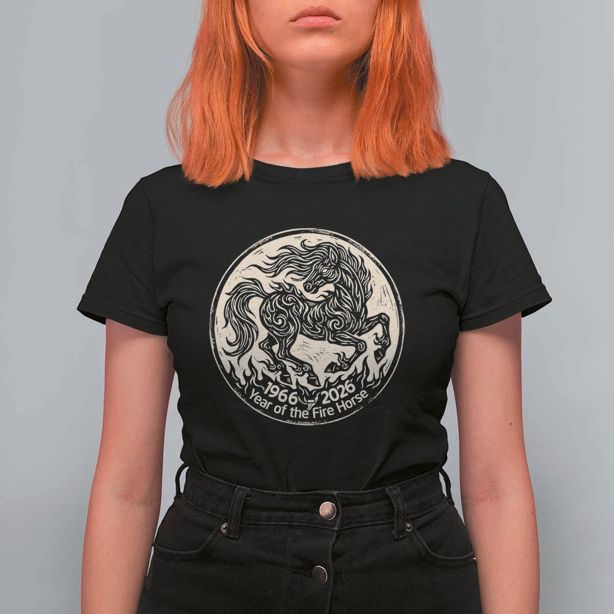 Year of the Fire Horse 1966 2026 Graphic T Shirt For Women 60 Years Chinese Zodiac Horse Vintage Style