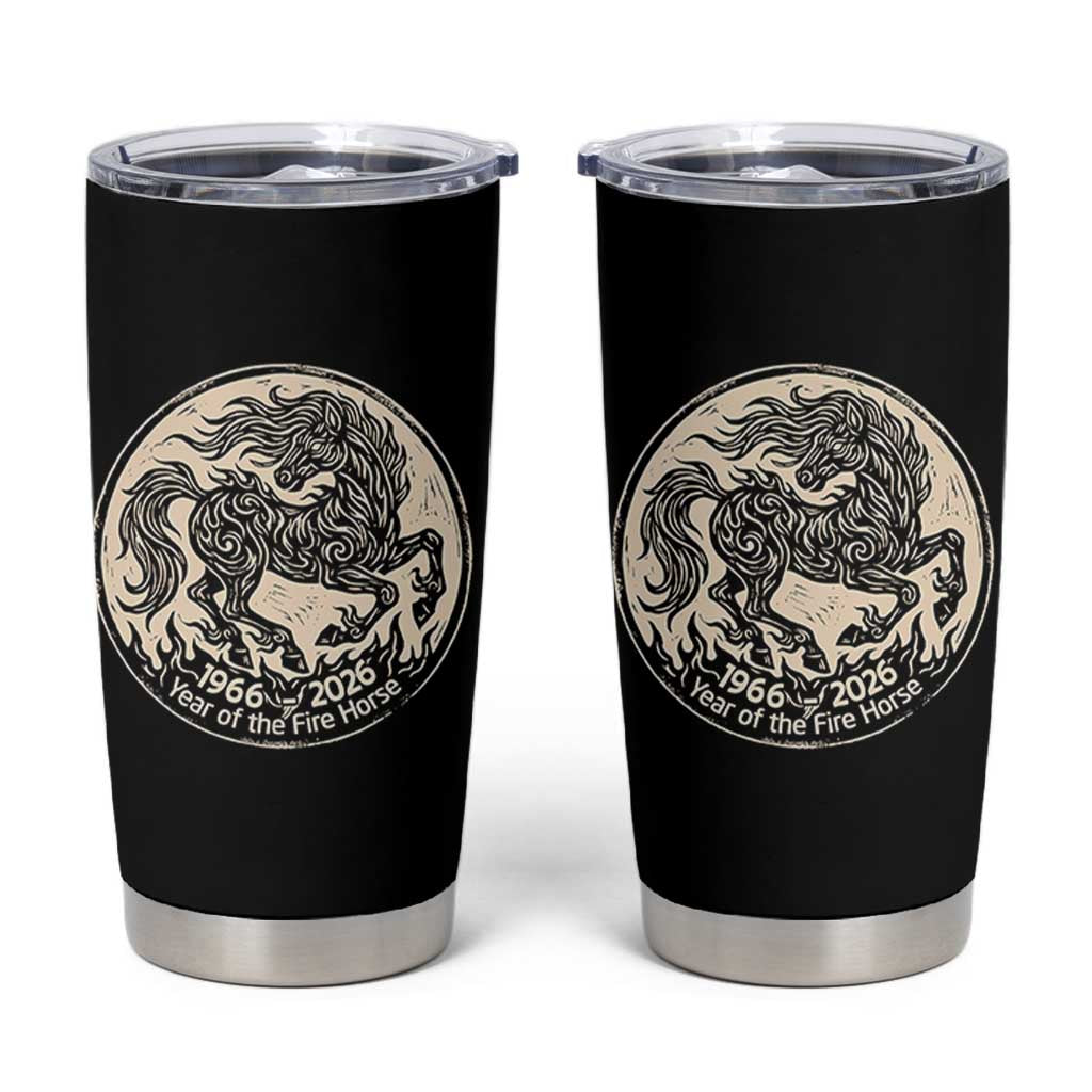 Year of the Fire Horse 1966 2026 Graphic Tumbler Cup 60 Years Chinese Zodiac Horse Vintage Style