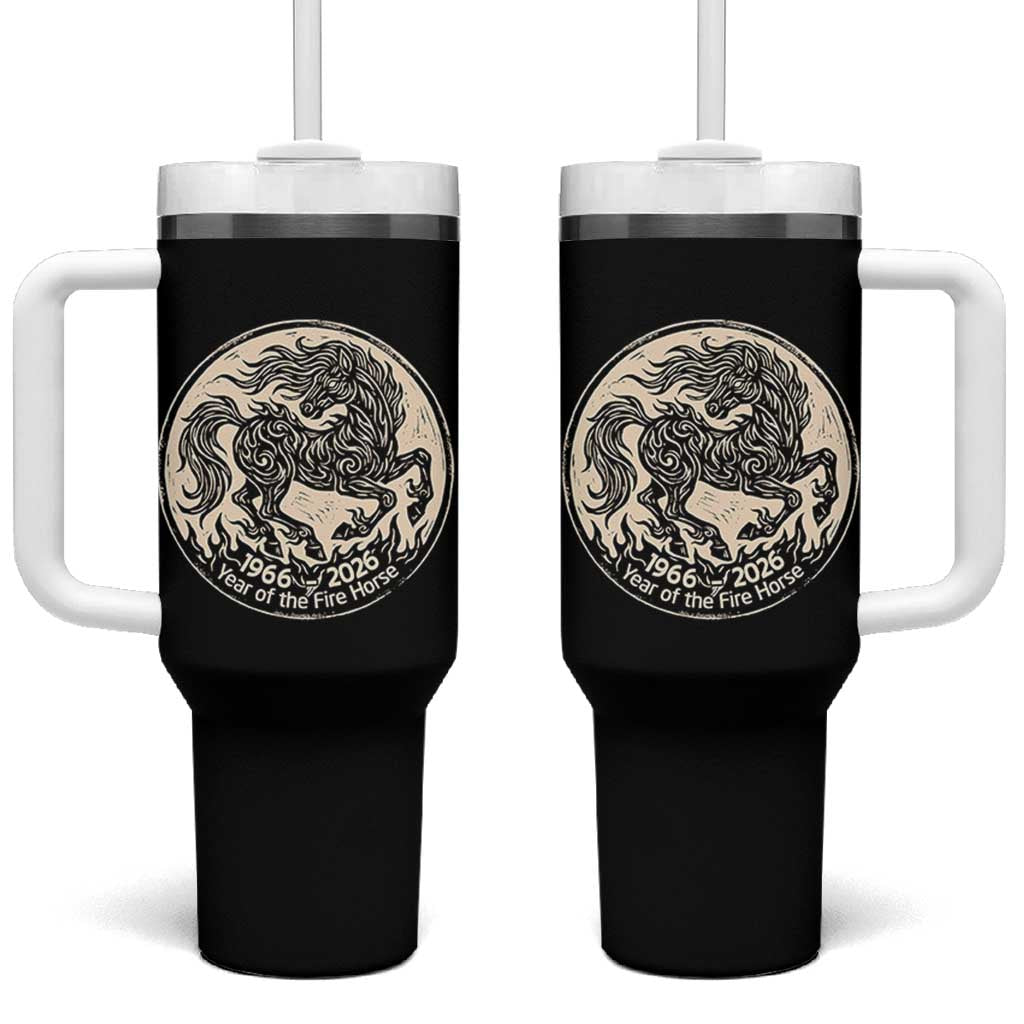 Year of the Fire Horse 1966 2026 Graphic Tumbler With Handle 60 Years Chinese Zodiac Horse Vintage Style