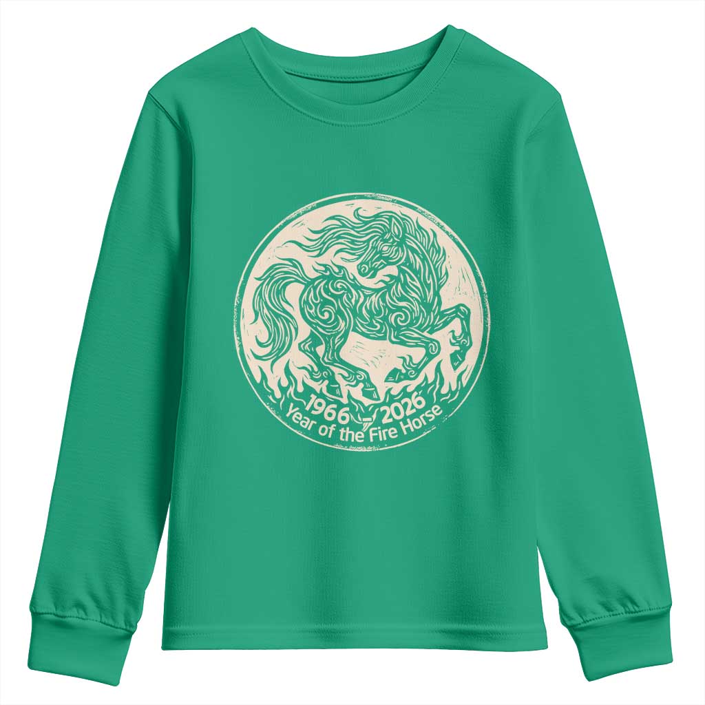 Year of the Fire Horse 1966 2026 Graphic Youth Sweatshirt 60 Years Chinese Zodiac Horse Vintage Style