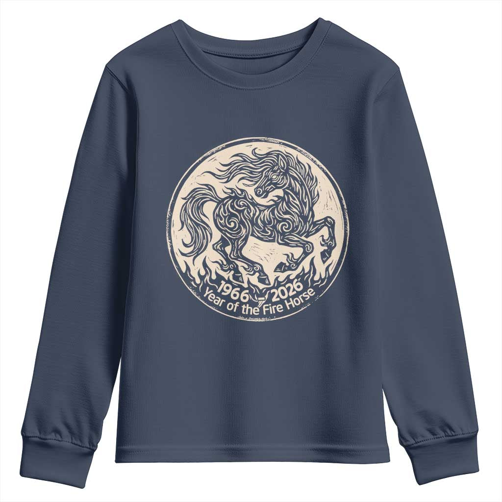 Year of the Fire Horse 1966 2026 Graphic Youth Sweatshirt 60 Years Chinese Zodiac Horse Vintage Style