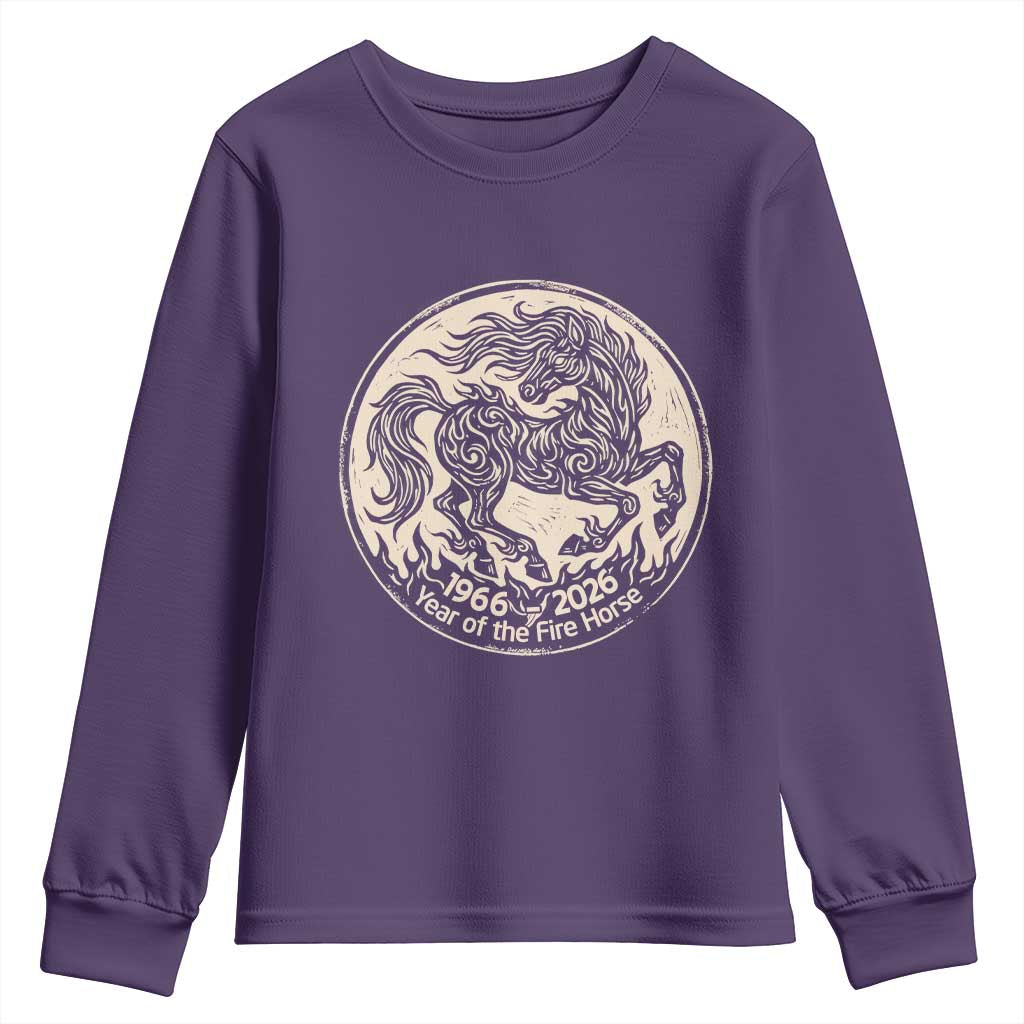 Year of the Fire Horse 1966 2026 Graphic Youth Sweatshirt 60 Years Chinese Zodiac Horse Vintage Style