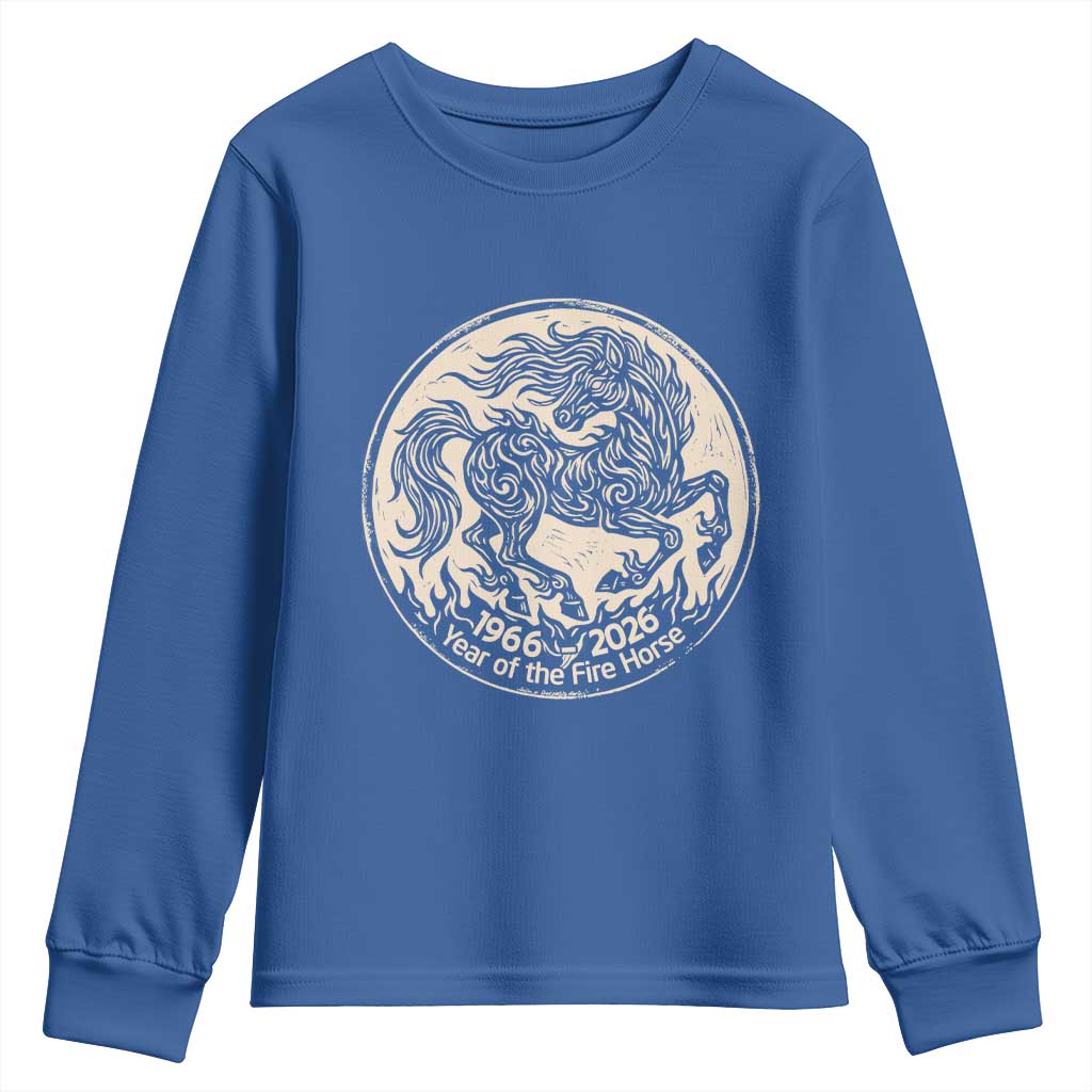 Year of the Fire Horse 1966 2026 Graphic Youth Sweatshirt 60 Years Chinese Zodiac Horse Vintage Style