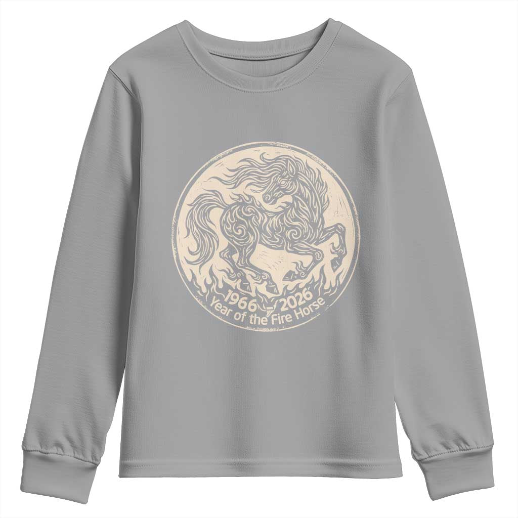Year of the Fire Horse 1966 2026 Graphic Youth Sweatshirt 60 Years Chinese Zodiac Horse Vintage Style