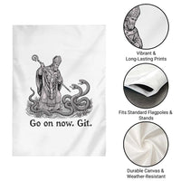 Go On Now Git Funny Saint Patrick Banishing Snakes Garden Flag Irish History Humor St Patricks Day