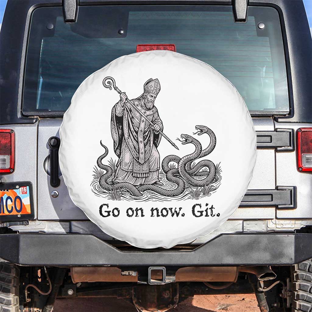 Go On Now Git Funny Saint Patrick Banishing Snakes Spare Tire Cover Irish History Humor St Patricks Day
